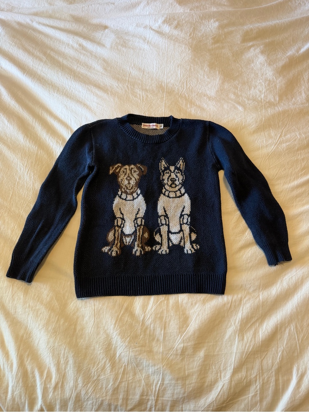 Navy Sweater Dog Crewneck Sweater S